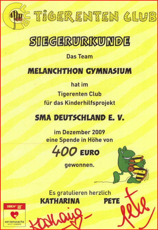 Tigerentenclub Urkunde 2009
